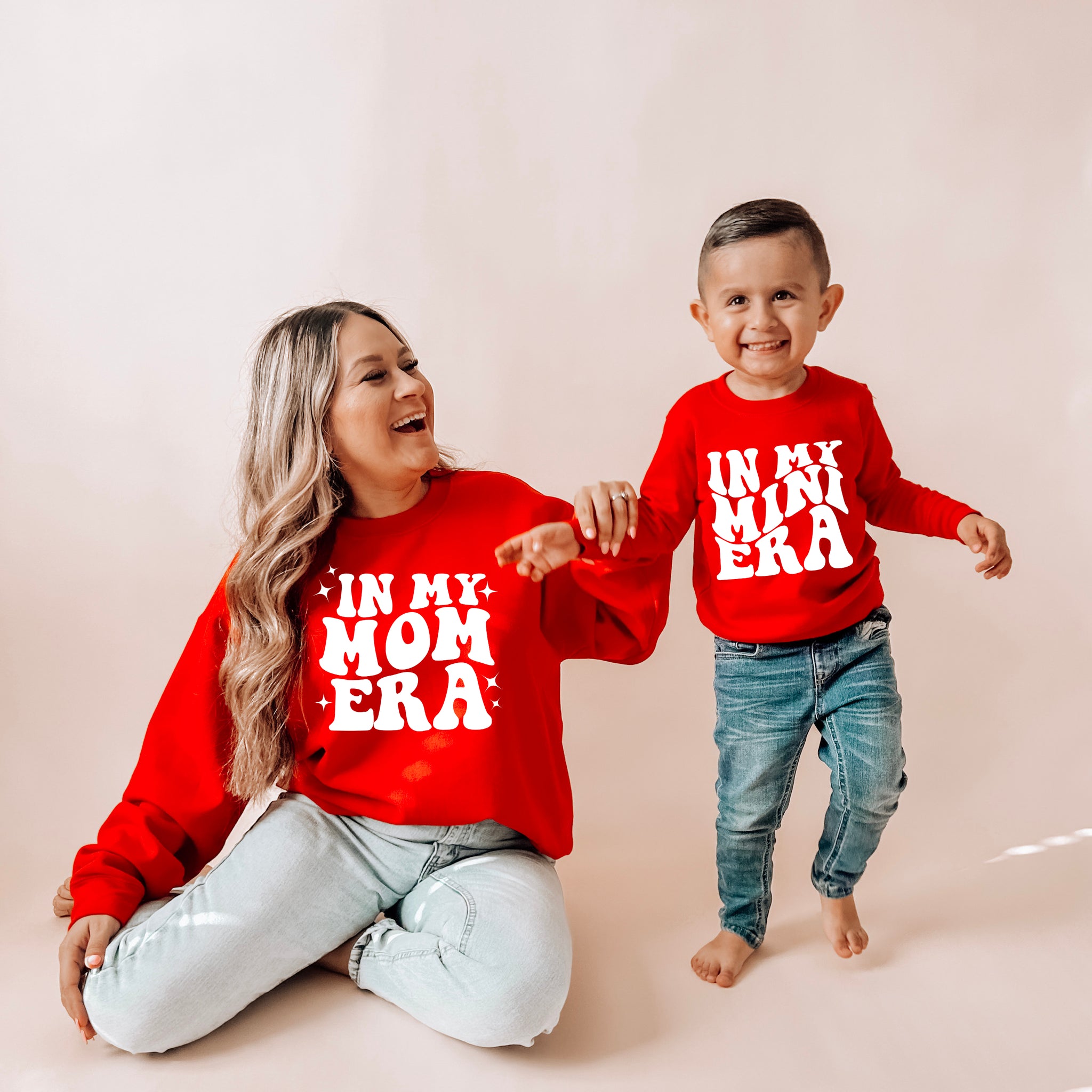 In my mom era & In my son era Red Mommy and Son Sweatshirts