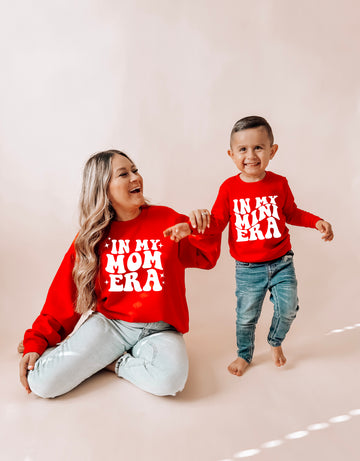 In my mom era & In my son era Red Mommy and Son Sweatshirts