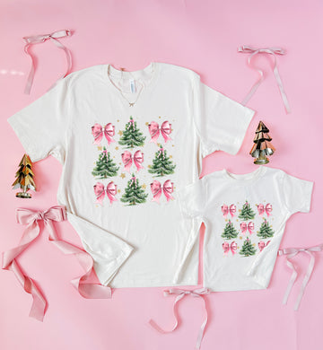 Pink Christmas Bows Mommy and Me Matching Shirts | Matching Outfits