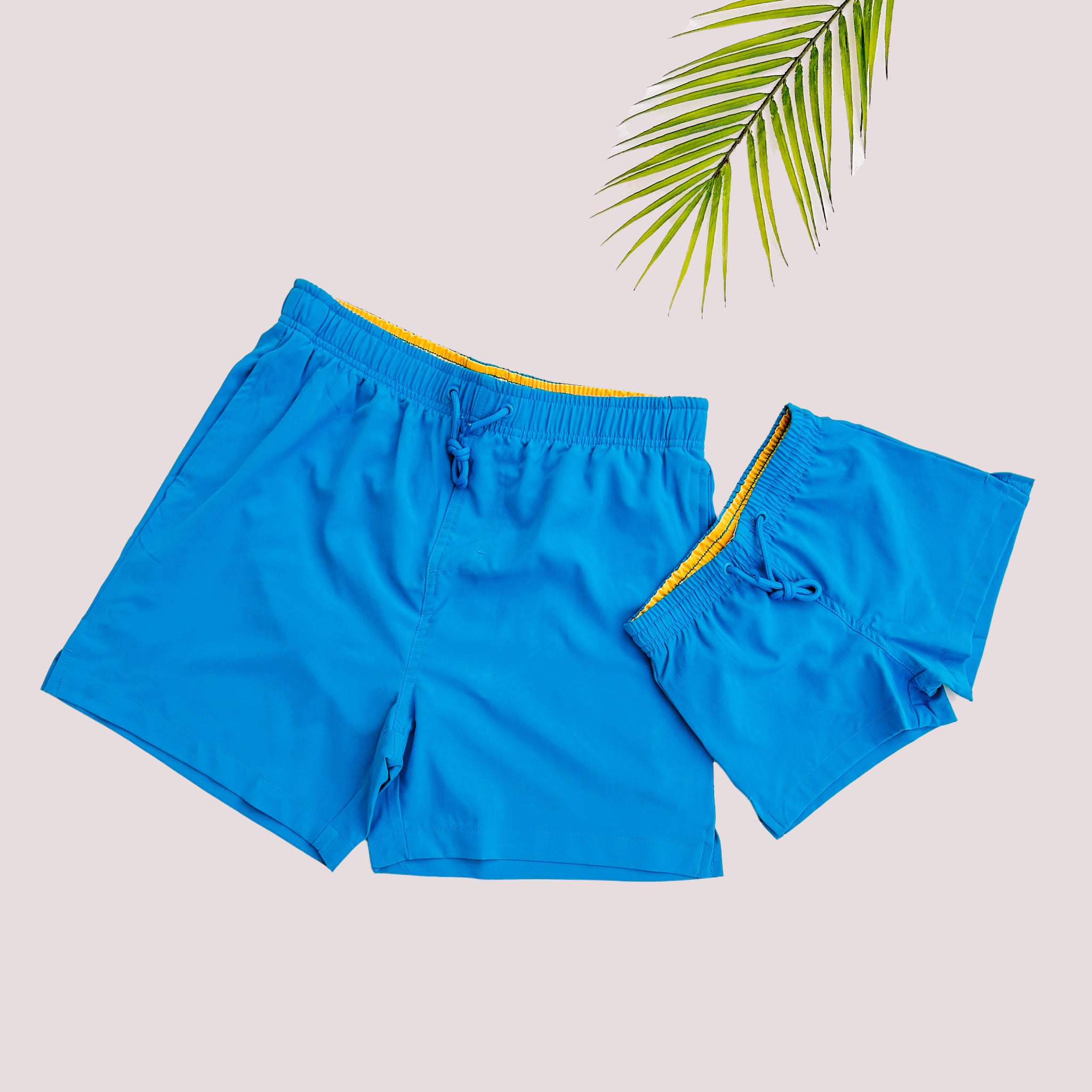 Turquoise Daddy and Son Matching Swim Trunks