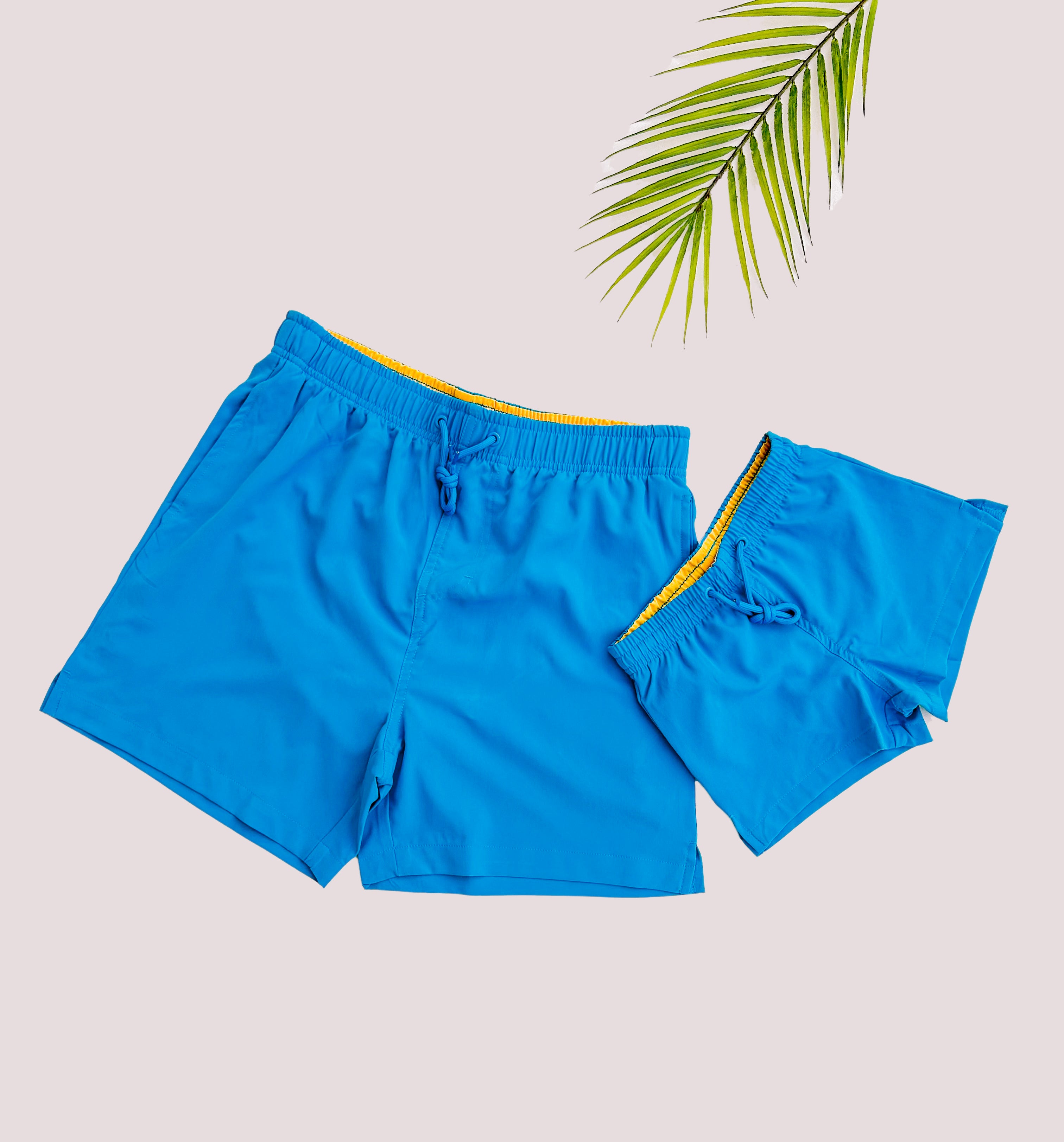 Turqo Matching Turquoise Swim Trunks for Dad and Son