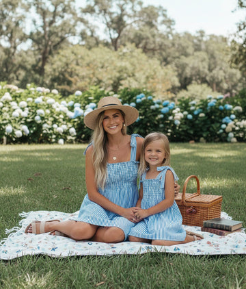 Summer Striped Blue Dress, Mommy and Me Dreses