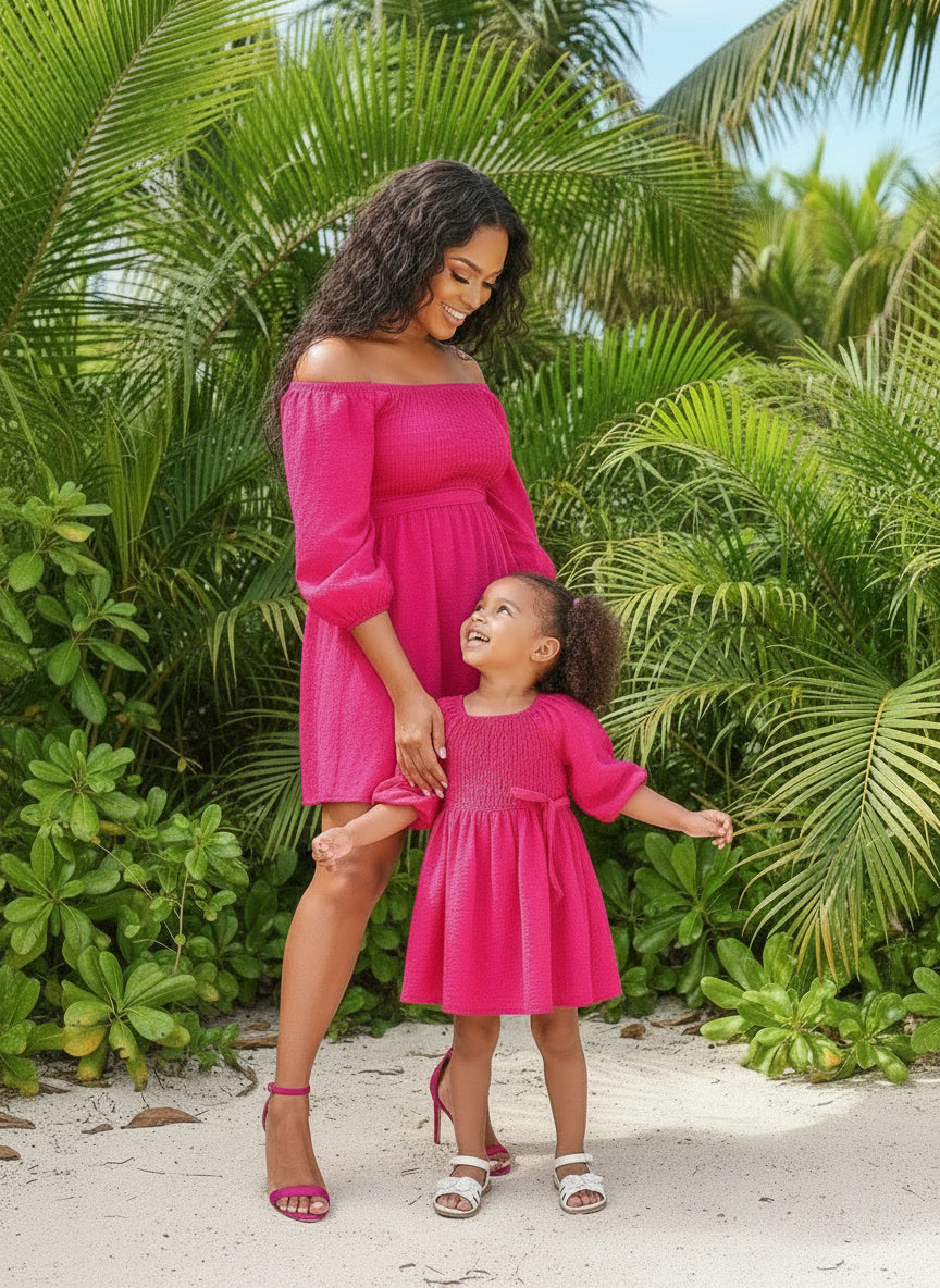 Fuschia Mommy and Me Matching Dresses Fuschia Mommy and Me Matching Dresses
