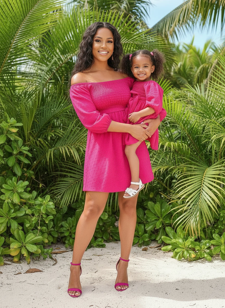 chinese dress ladies Fuschia Mommy and Me Matching Dresses