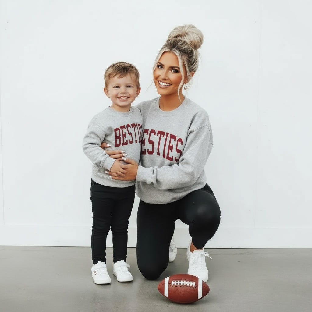 Gray Besties Matching Sweatshirts