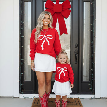 Pink or Red Bow Mommy & Me Sweatshirts