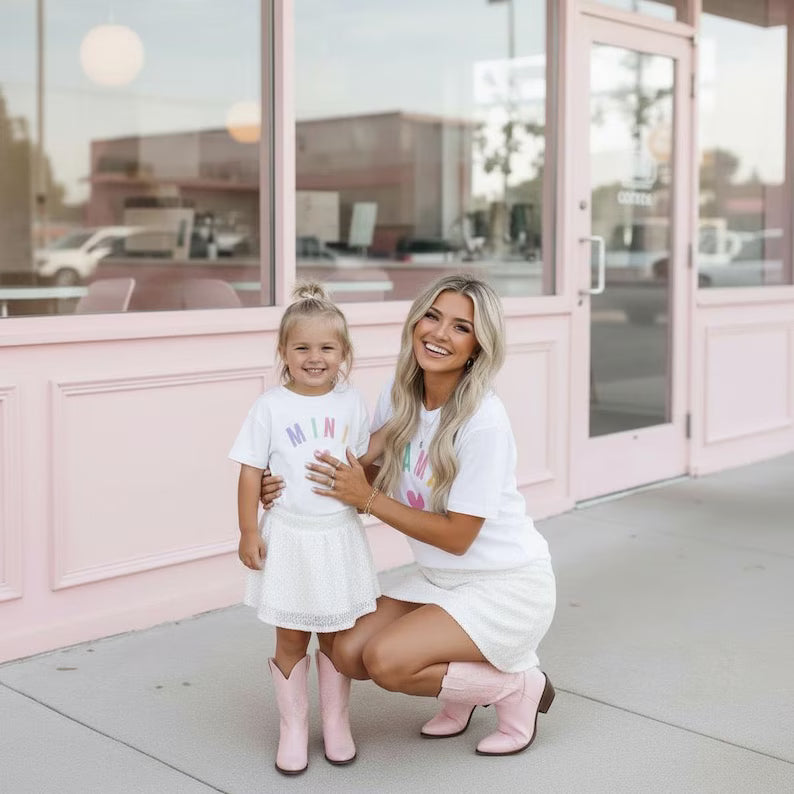 Mama and Mini White Matching Shirts