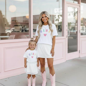 Mama and Mini White Matching Shirts