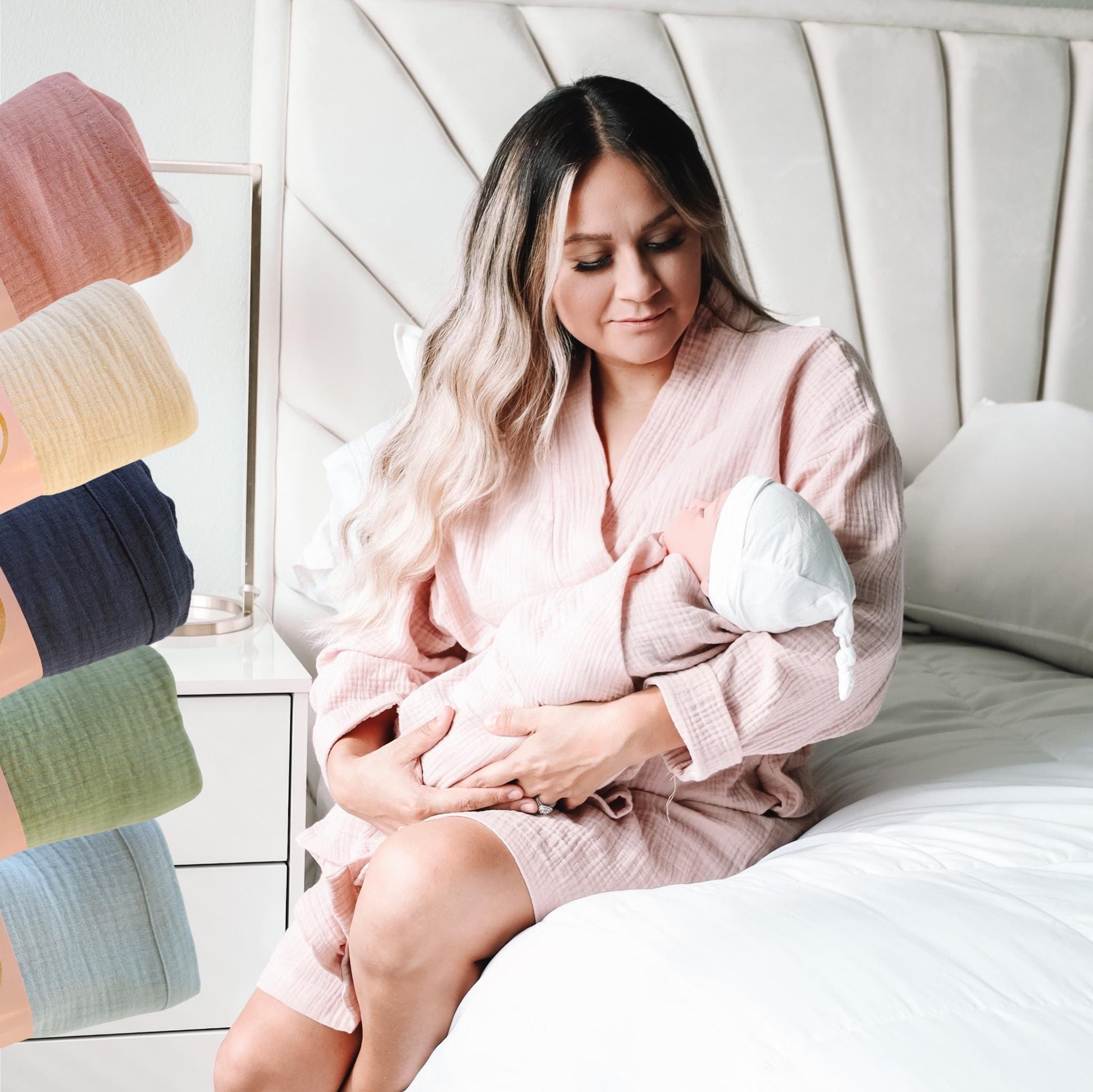 Maternity robe and swaddle, baby swaddle blanket, hospital outfits, mom and me, matching swaddle set