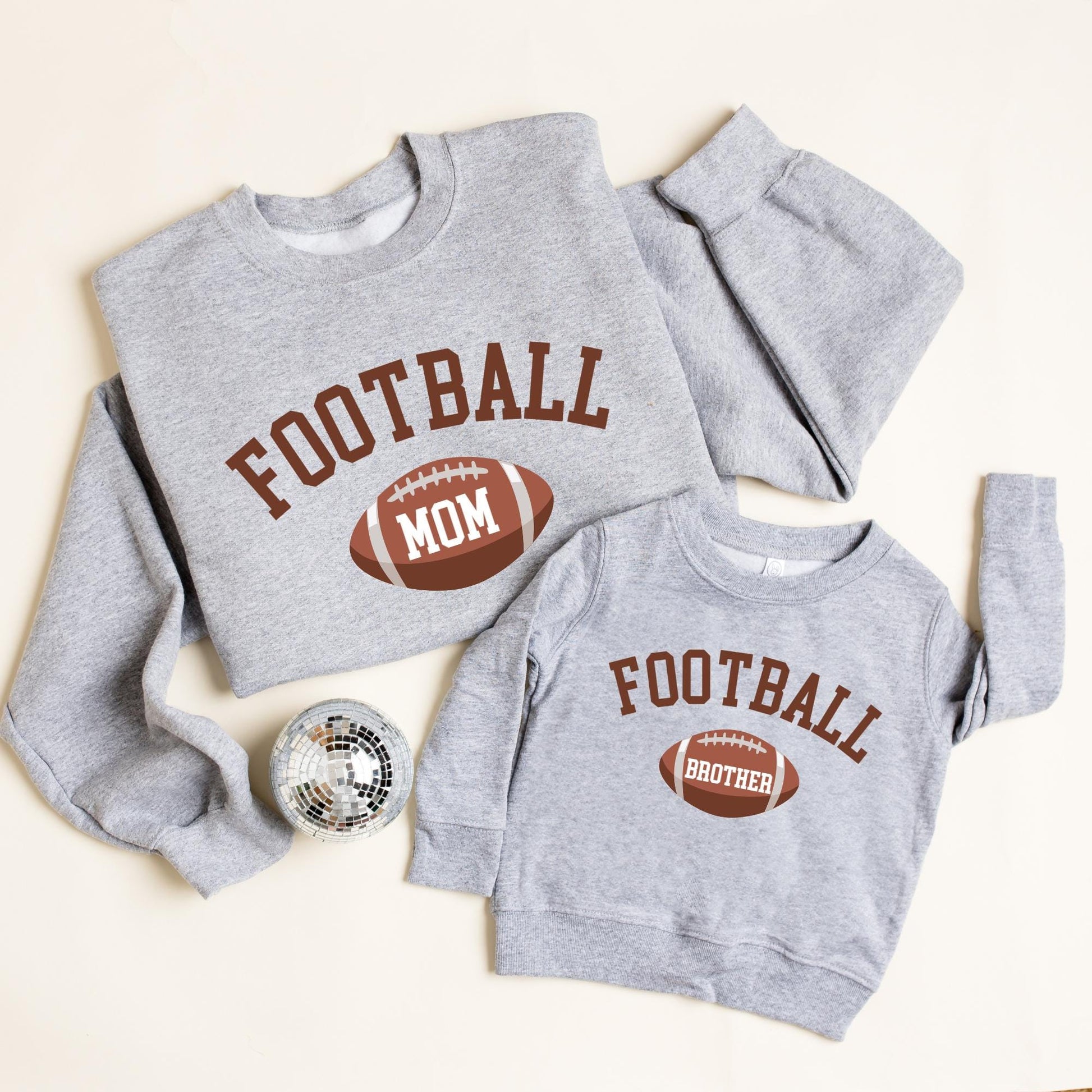 Gray Football Mom & Sibling Matching sweatshirts