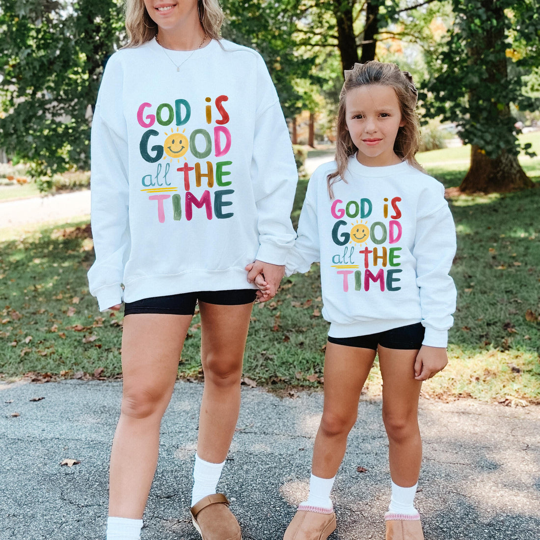 God is good sweatshirt outfits for mom and daughter, christian sweaters, mommy and me sweatshirt, jesus is king, faith based gift, mama mini
