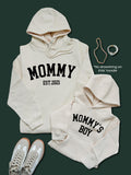 no drawstrings on kids' hoodie. Adult hoodie with drawstrings. Mommy and me sweatshirts