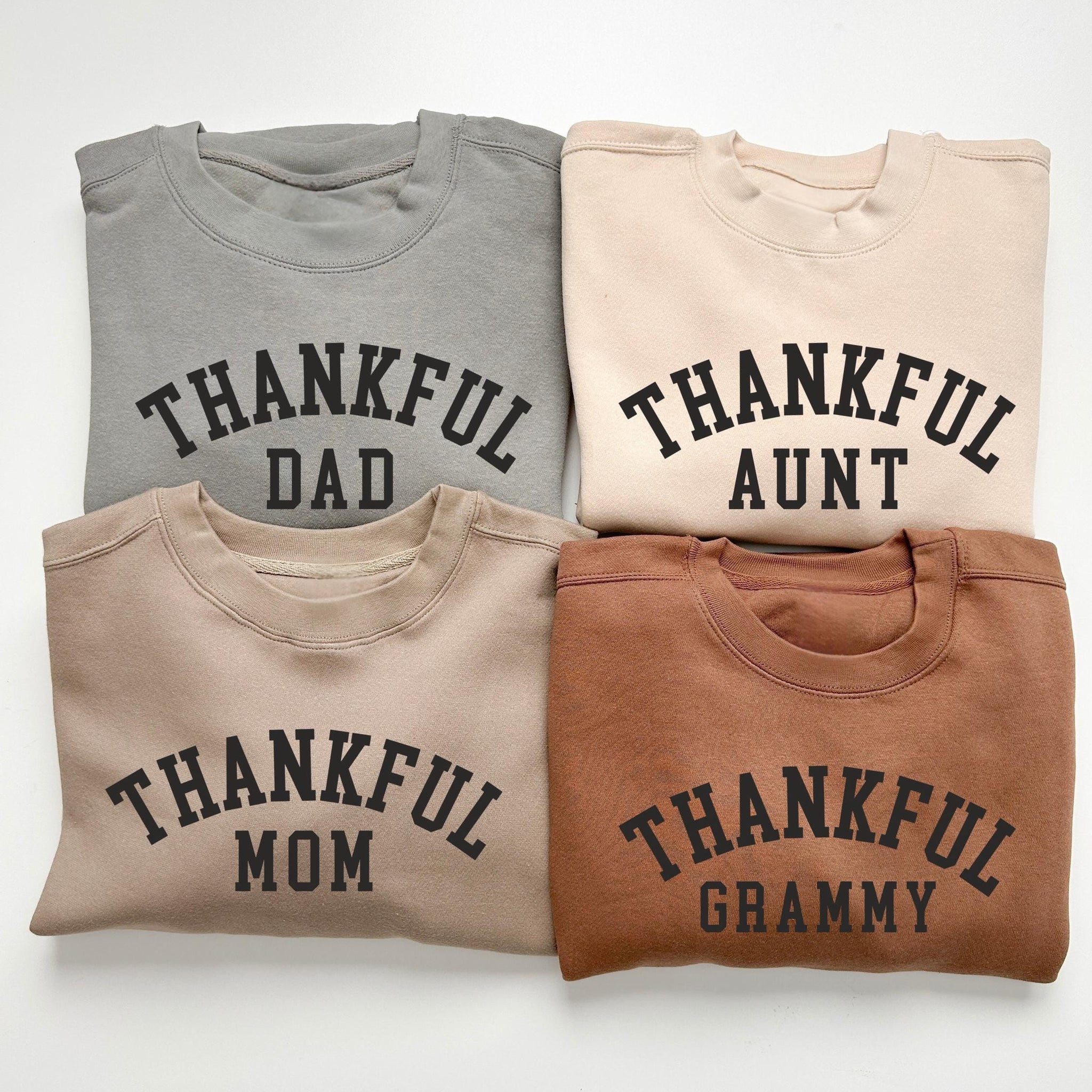Thankful Family Sweatshirts | Thankful Mom Dad Aunt Grammy Matching Set | Fall Family Crewnecks |Thanksgiving Outfits | Cozy Autumn Sweaters