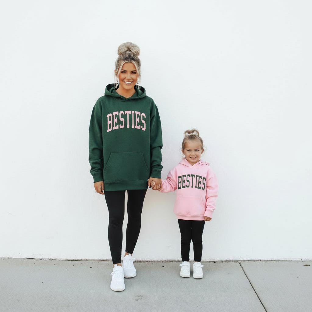 Mommy and Me Comfy sweatshirts | Besties Hoodies for mom and daughter | Coordinated outfits for mama and mini | fall and winter sweatshirts