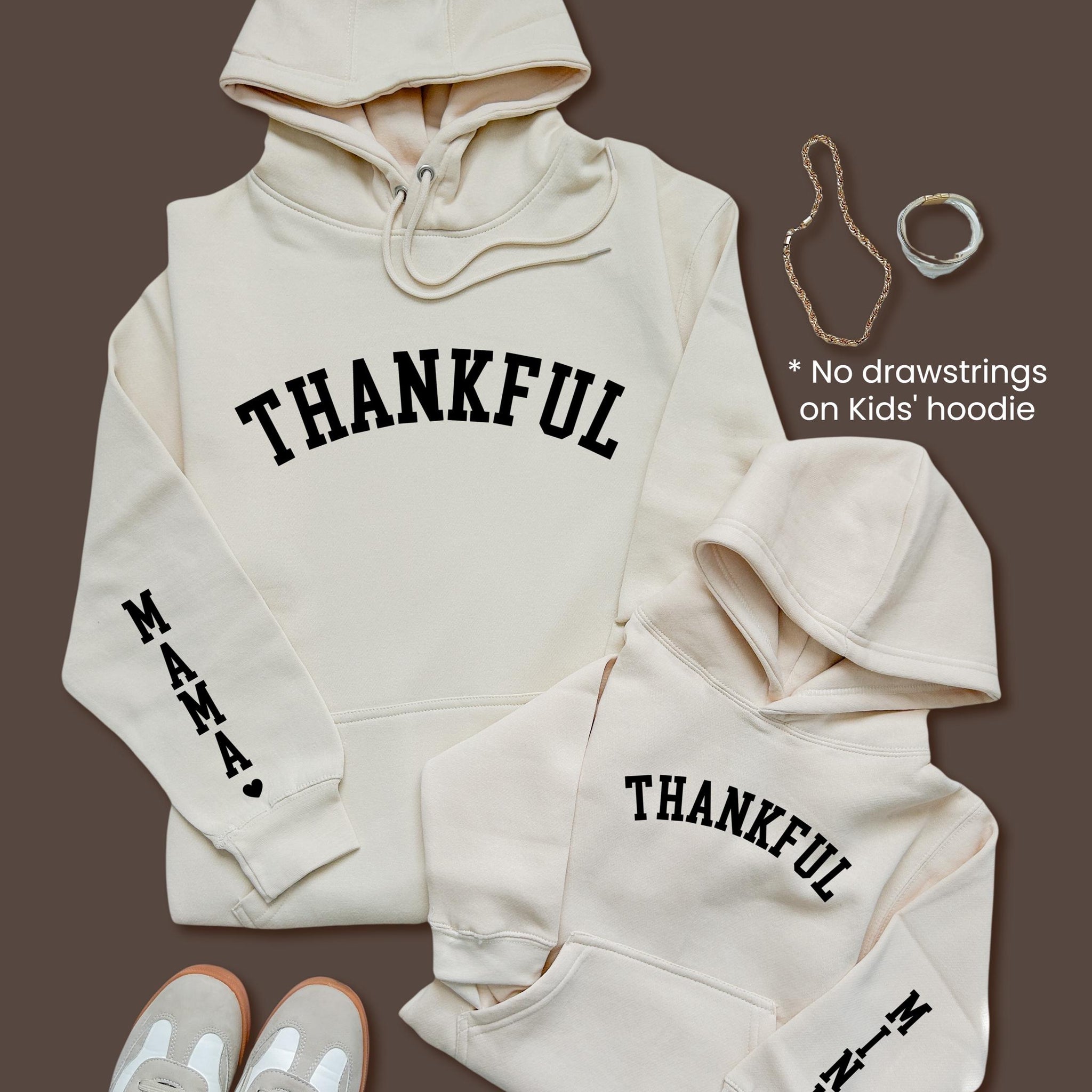 Adult and Kids Hoodies. Adult Hoodie (with drawstrings), Kids&#39; hoodie (no drawstrings).