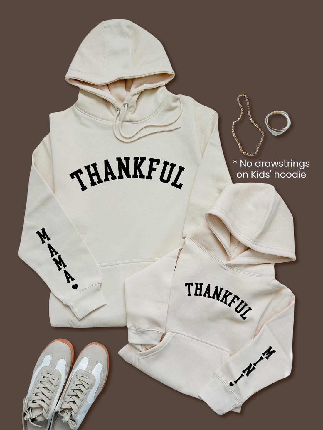 Adult and Kids Hoodies. Adult Hoodie (with drawstrings), Kids&#39; hoodie (no drawstrings).