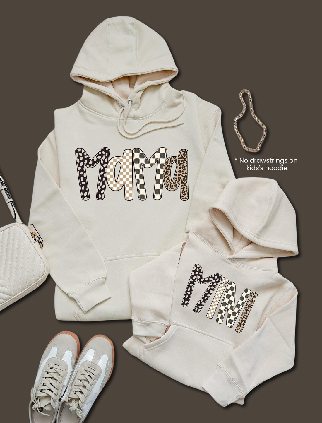 Matching Mama and Mini Neutral Sweatshirts | Minimalist Mommy and Me Outfits | Cozy Family Matching Sweaters | Leopard Mama shirt | Neutral