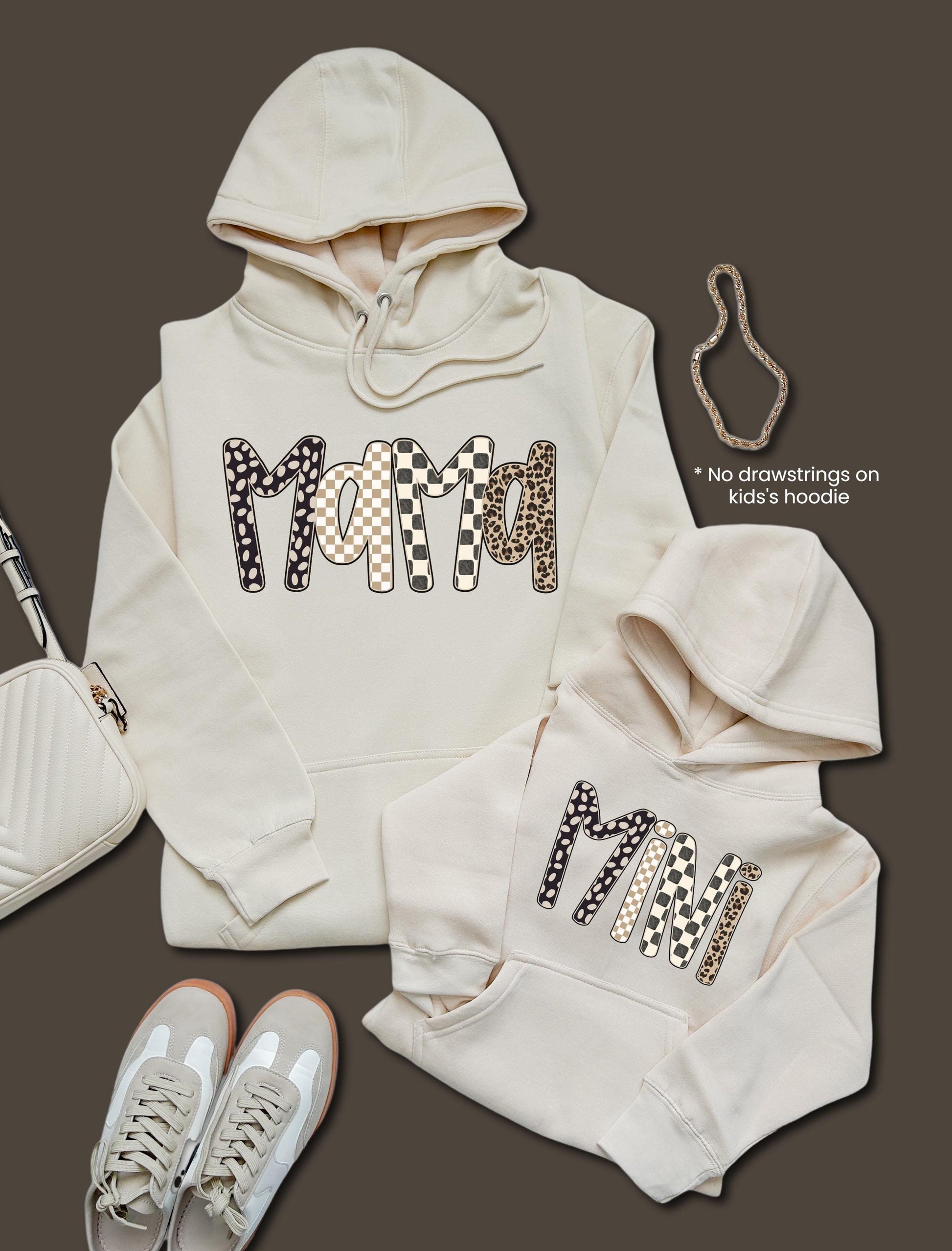 Matching Mama and Mini Neutral Sweatshirts | Minimalist Mommy and Me Outfits | Cozy Family Matching Sweaters | Leopard Mama shirt | Neutral