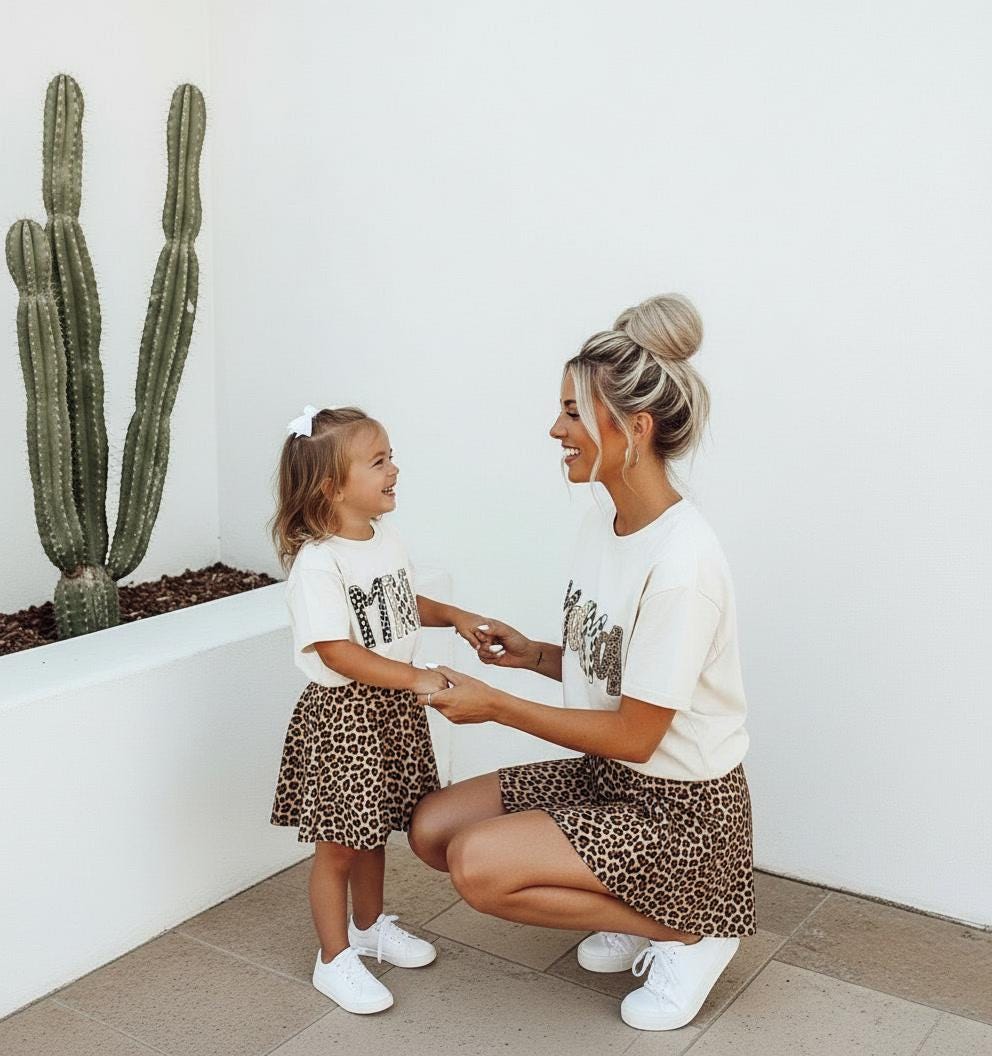 Mama and Mini Leopard Shirts | Matching Mom and Daughter Outfits | Leopard Print Mommy and Me Shirts | Leopard Print Set