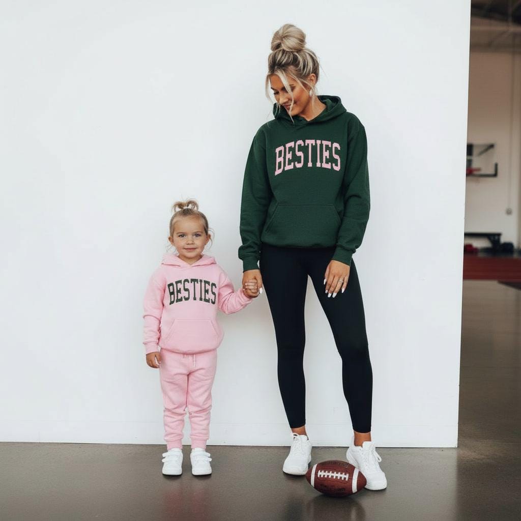 Mommy and Me Comfy sweatshirts | Besties Hoodies for mom and daughter | Coordinated outfits for mama and mini | fall and winter sweatshirts