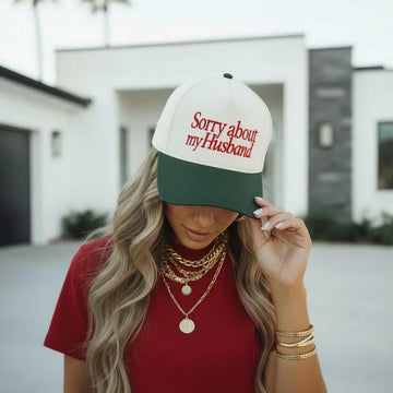 Sorry about my husband Hat - Ivory/ Hunter Green