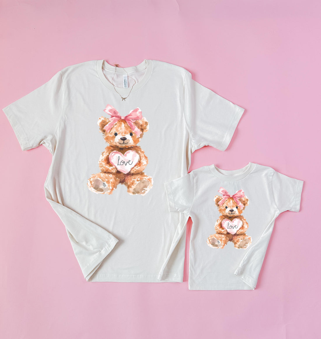 Mommy and Me Matching Teddy Bear Shirts, Valentine’s Day Mom Daughter Outfits, Coquette Matching Tops, Sweet Bear Love Tees