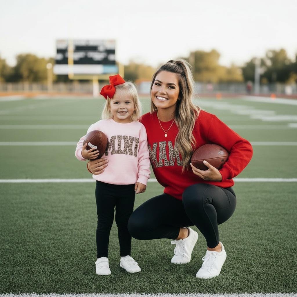 Mama and Mini Matching Leopard Sweatshirts, Valentine’s Day Mom Daughter Outfits, Football Season, Mama Mini Set, Game Day Mama & Mini