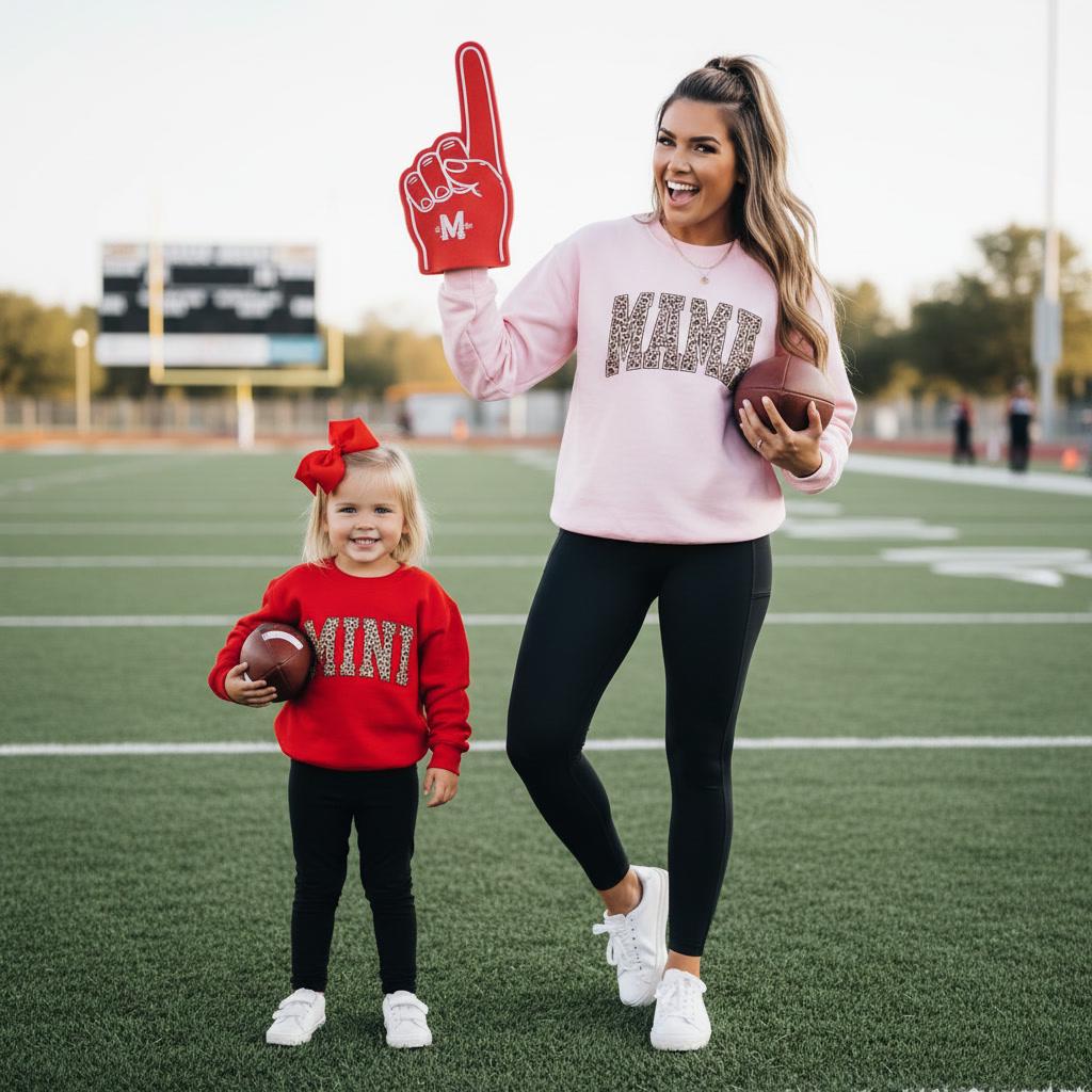 Mama and Mini Matching Leopard Sweatshirts, Valentine’s Day Mom Daughter Outfits, Football Season, Mama Mini Set, Game Day Mama & Mini