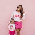 Pink Checkered Mama and Mini Valentine Sweatshirt Set | Matching Mommy & Me Outfits | Valentine's Day Sweatshirts for mom and daughter