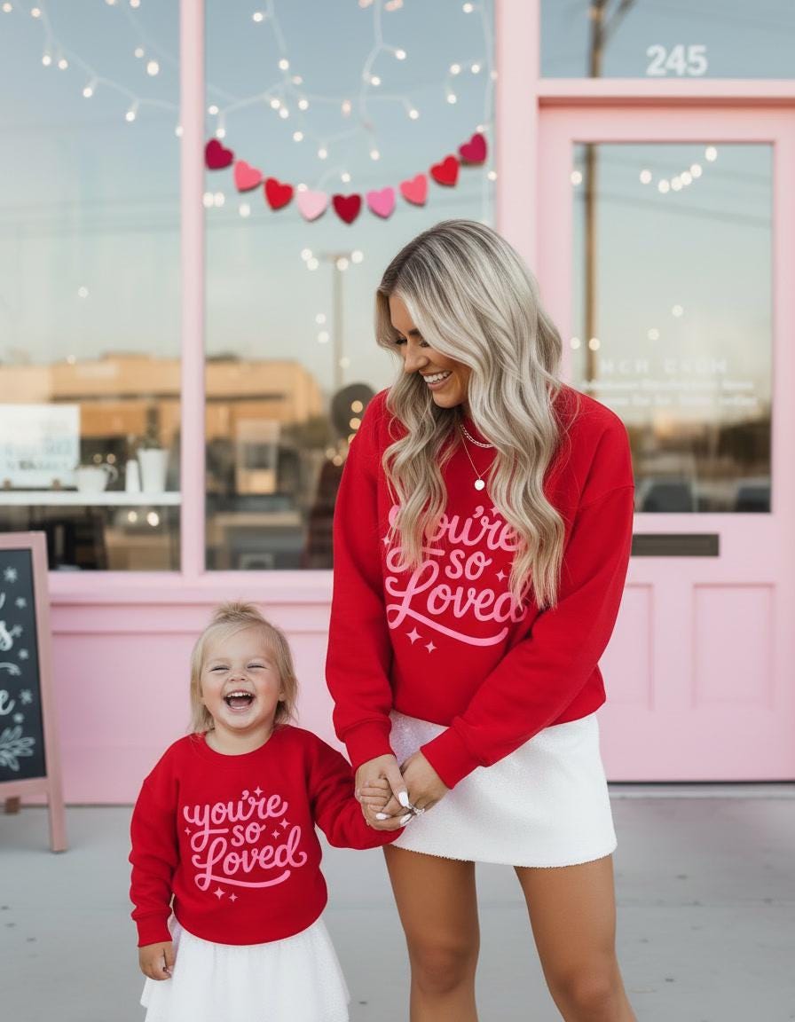 Love you Lots Mommy and Me Red Pullover Sweatshirt, Matching Valentine's Sweatshirts, Mom & Son Daughter Outfits, Vday