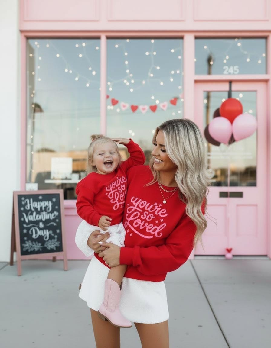 Love you Lots Mommy and Me Red Pullover Sweatshirt, Matching Valentine's Sweatshirts, Mom & Son Daughter Outfits, Vday
