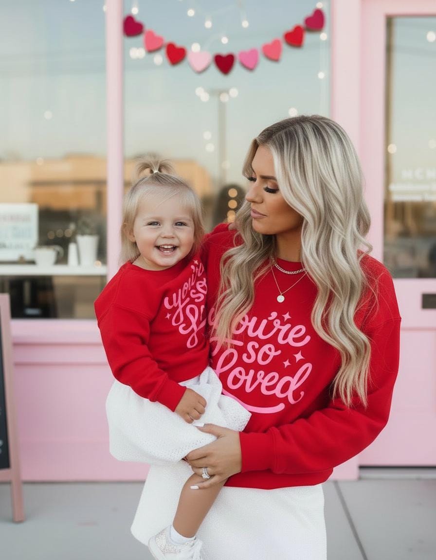Love you Lots Mommy and Me Red Pullover Sweatshirt, Matching Valentine's Sweatshirts, Mom & Son Daughter Outfits, Vday