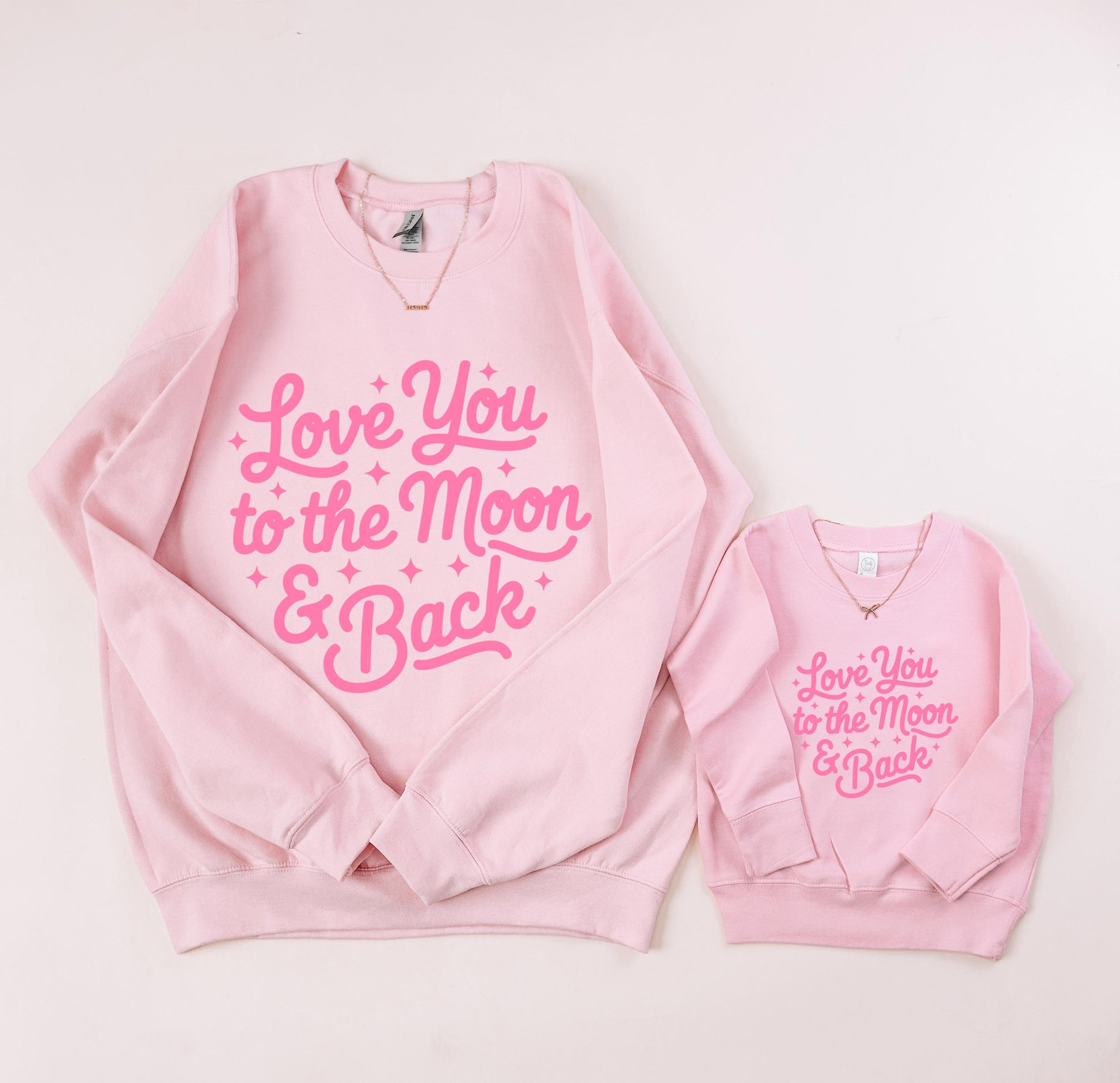 Mommy and Me Pink Sweatshirts, Love You to the Moon and Back, Mommy Daughter Matching Valentine Outfits