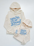 Mommy and Me Beige Hoodies, You’re So Loved, Matching Mom and Son Daughter Valentine Outfits