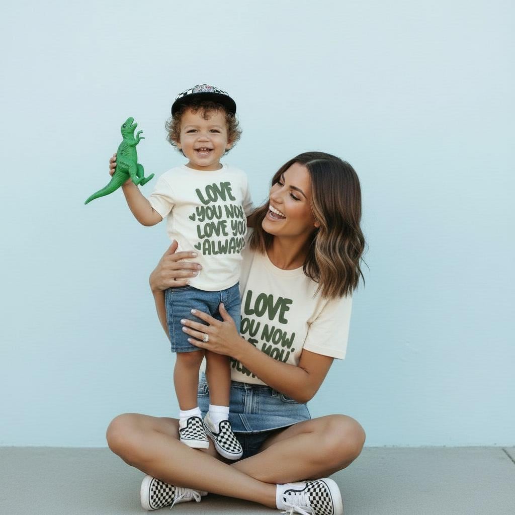 Love You Now Love You Always Shirts | Boy Mom Matching Tees | Neutral Mom and Son Outfits | Cute Valentine Gift