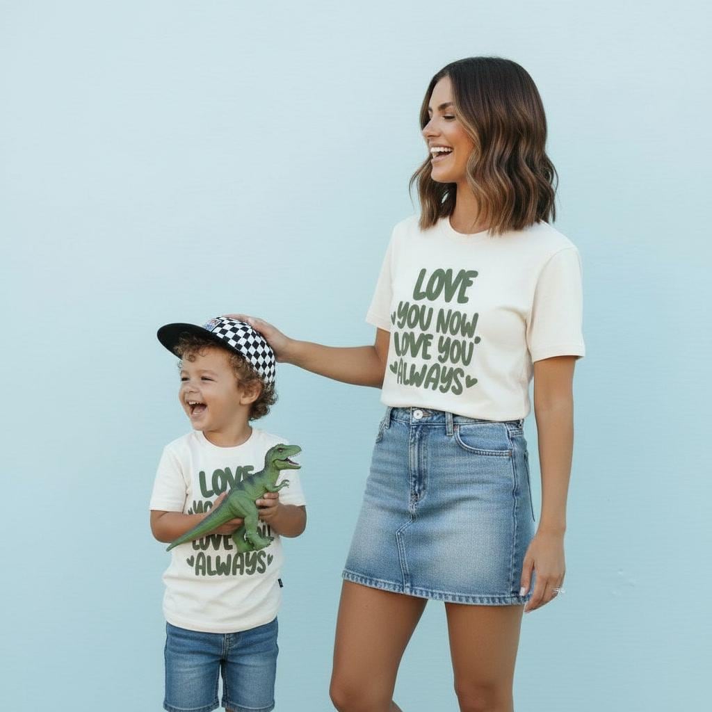Love You Now Love You Always Shirts | Boy Mom Matching Tees | Neutral Mom and Son Outfits | Cute Valentine Gift