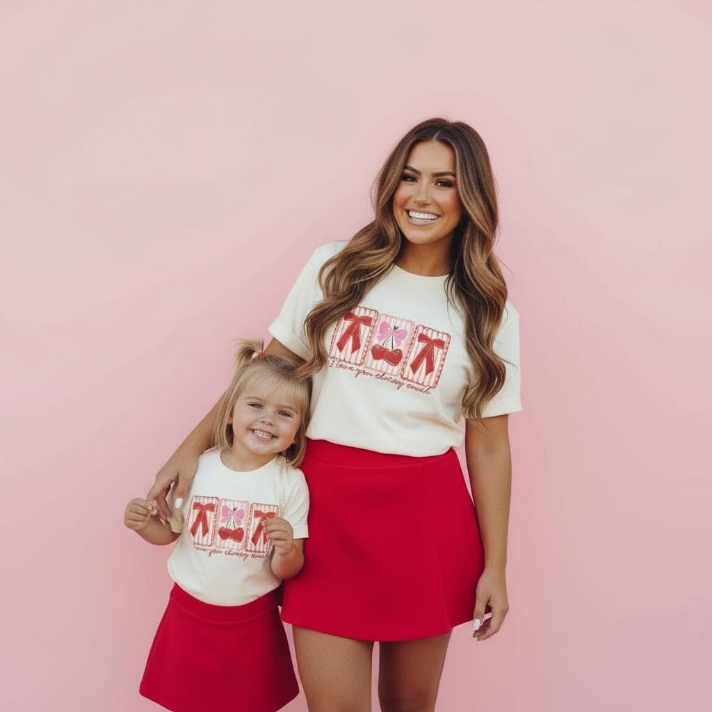 I Love You Cherry Much Shirts, Mom and Daughter Matching Tops, Valentine’s Day Mommy and Me Outfit, Cute Cherry Tees