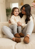 Mommy and Me Mini Boots | Matching Faux Suede Winter Boots | Brown Faux Fur Cozy Style Boots for Mom and Daughter