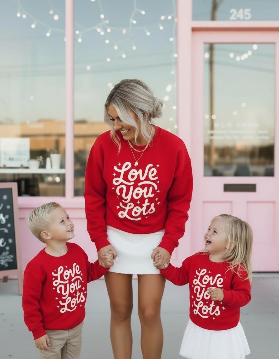 Love you Lots Mommy and Me Red Pullover Sweatshirt, Matching Valentine's Sweatshirts, Mom & Son Daughter Outfits, Vday