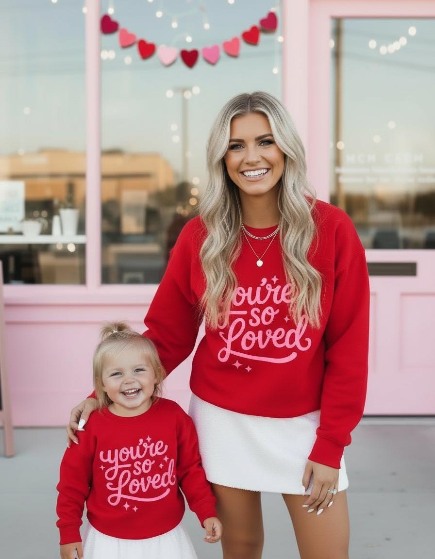 Love you Lots Mommy and Me Red Pullover Sweatshirt, Matching Valentine's Sweatshirts, Mom & Son Daughter Outfits, Vday