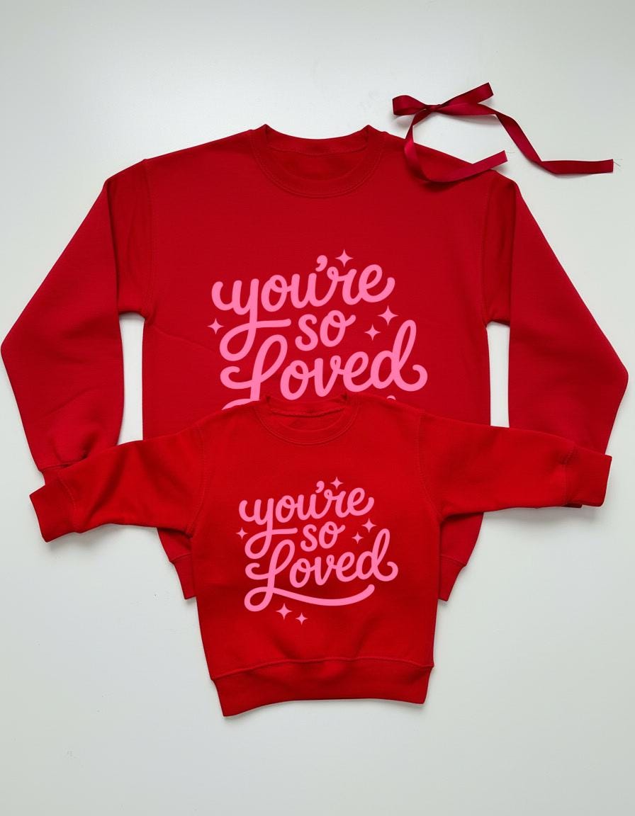 Love you Lots Mommy and Me Red Pullover Sweatshirt, Matching Valentine's Sweatshirts, Mom & Son Daughter Outfits, Vday