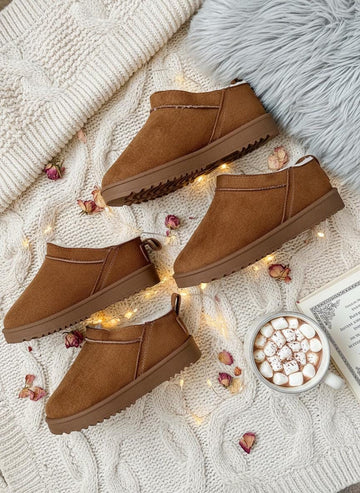 Mommy and Me Mini Boots | Matching Faux Suede Winter Boots | Brown Faux Fur Cozy Style Boots for Mom and Daughter