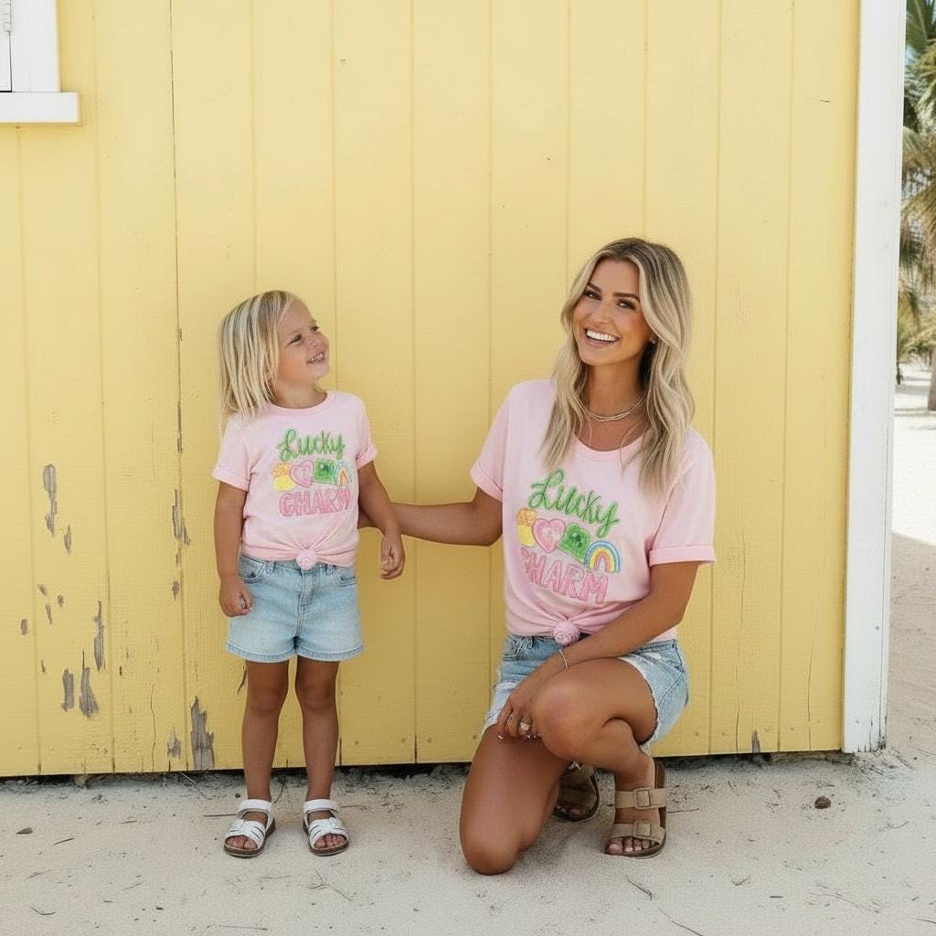 Lucky Charm Mommy and Me Shirts | St Patricks Day Matching Outfits for Mom and Kids | Cute Family Shamrock Tee | Mama and Mini Graphic Shirt