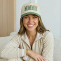 Mommin Hat, Embroidered Mom Hat, Green Beige Mom Baseball Cap, Cute Mom Gift, Messy Bun Hat, Cool Mom Hat, Trendy Mom Outfit Accessory