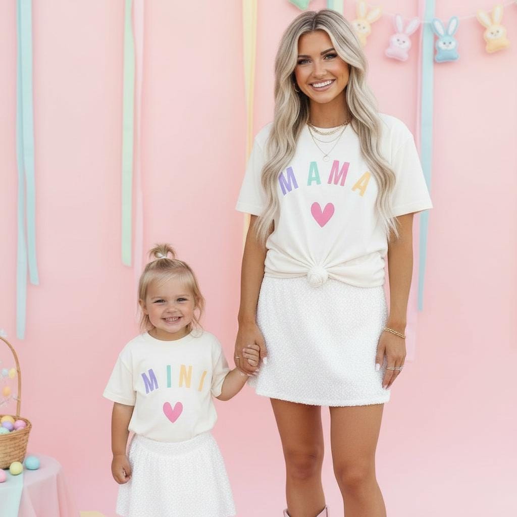Mommy and Me Easter Shirts – Mama and Mini Matching Easter Outfit – Bunny Family Shirts – Cute Mom and Daughter Spring Shirt