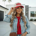 Mommin Hat, Embroidered Mom Hat, Red Beige Mom Baseball Cap, Cute Mom Gift, Messy Bun Hat, Cool Mom Hat, Trendy Mom Outfit Accessory