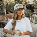 Mama Hat, Embroidered Mama Hat, Green Beige Mom Baseball Cap, Cute Mom Gift, Messy Bun Mom Hat, Cool Mom Hat, Trendy Mom Outfit