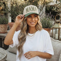 Mama Hat, Embroidered Mama Hat, Green Beige Mom Baseball Cap, Cute Mom Gift, Messy Bun Mom Hat, Cool Mom Hat, Trendy Mom Outfit