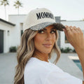 Mommin’ Animal Print Hat – Beige Embroidered Mama Cap, Trendy Mom Hat, Leopard Print Brim, Gift for Moms, Everyday Mom Style