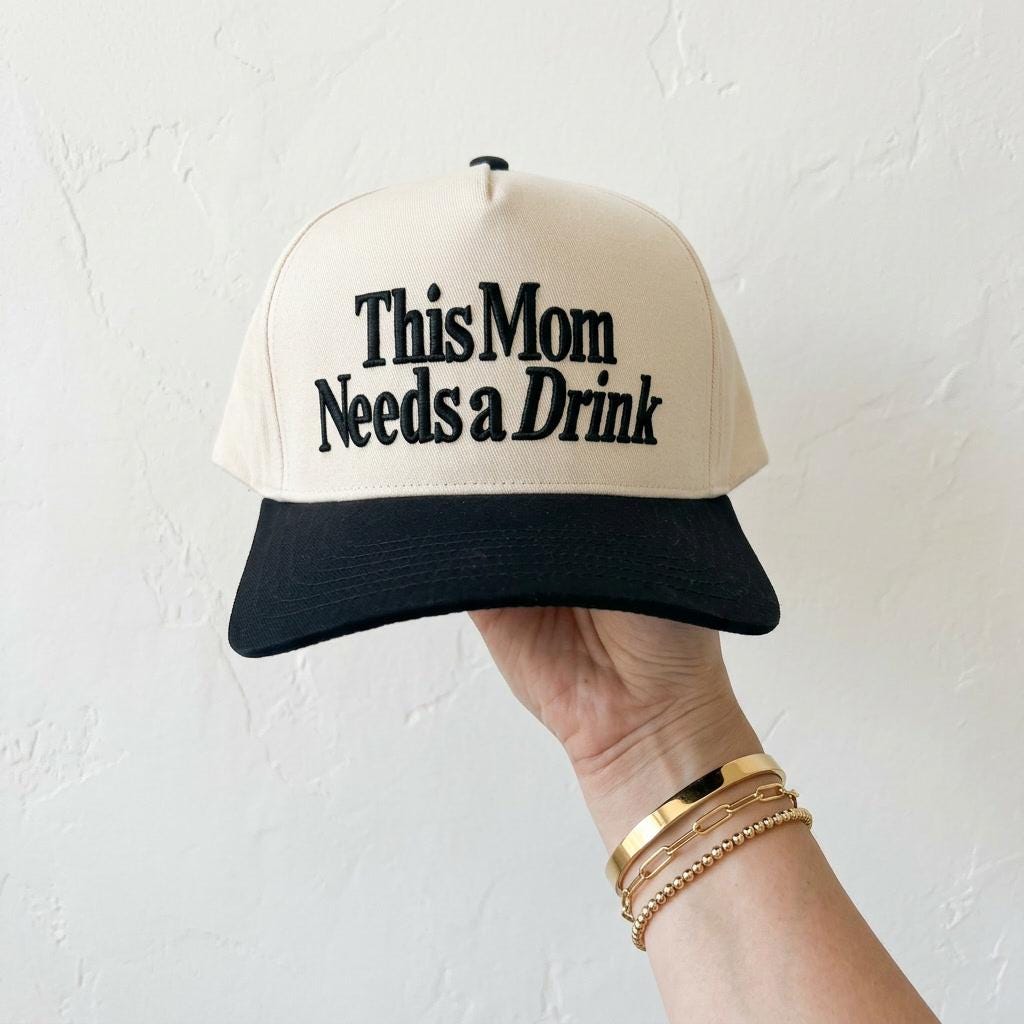 This Mom Needs a Drink Embroidered mama hat, Funny Mom Hat, Trendy Mom Cap, Gift for Mom, Neutral Baseball Hat